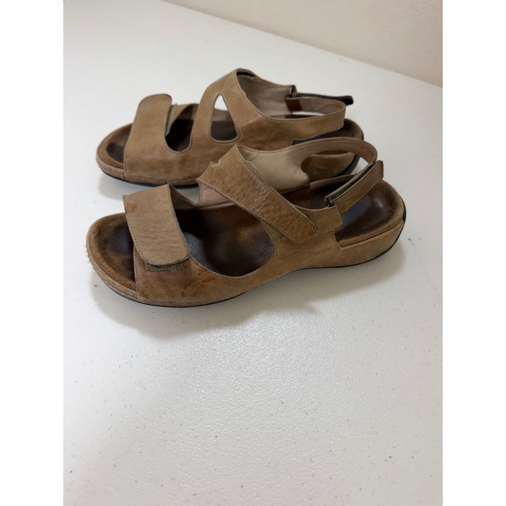 Wolky Jewel Brown Leather Adjustable Comfort Walking Sandals Womens 40 US 9-9.5